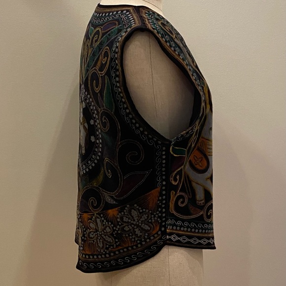 Pabst Blue Ribbon Womens Vest Beautiful Velvet Print w Elephants / Size XXL - Picture 6 of 14